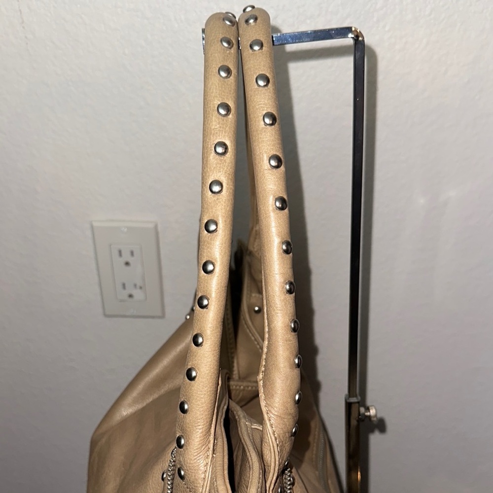 SOLD: Christopher Kon Beige Studded Leather Handbag - Picture 4 of 8